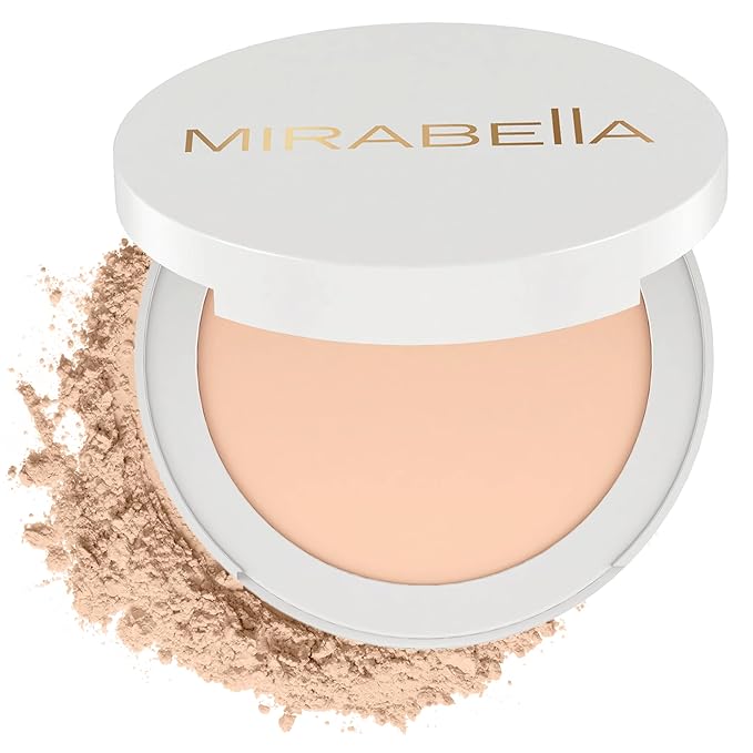 MIRABELLA - Invincible for All Pure Press Foundation, HD-Finish Pressed Powder, Buildable Mineral Pressed Powder Compact with Jojoba & Triglyceride, Age-Defying Makeup for All Skin Types, Ivory 14