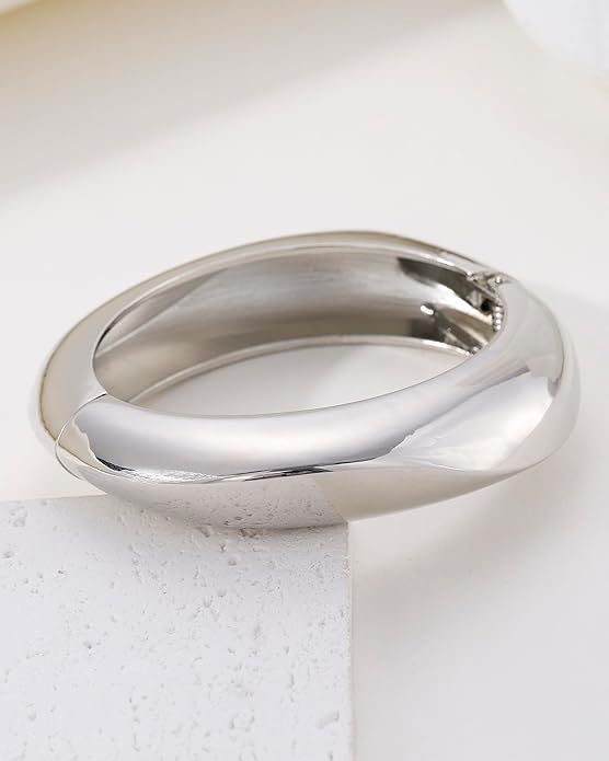 Bangle Bracelets for Women | 14K Gold Plated Trendy Wide Bracelets | Hinged Arm Cuff Bangles Chunky Bracelet for Women