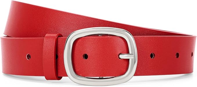 WHIPPY Women Leather Belt Casual Fashion Gold Buckle Leather Waist Belt for Jeans Pants Dresses Chic Ladies Belt
