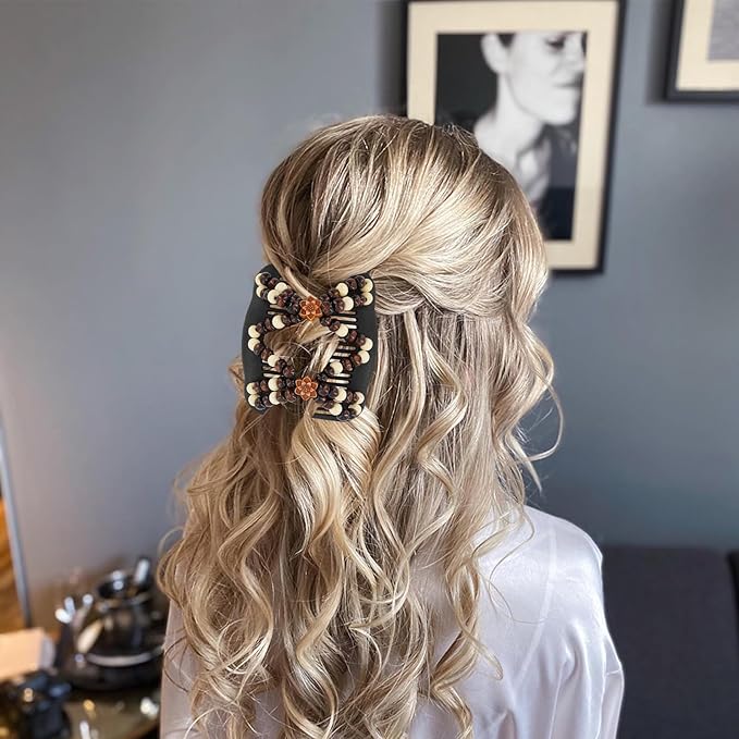 5 Pieces Stretchy Magic Hair Comb Adjustable Elastic Comb Hair Clip for Women Girls No Crease Hair Pins Vintage Hair Bun Maker Hair Accessories for Curly Thick Wavy Hair Ponytail, Mixed