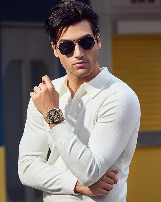 BY BENYAR Watch for Men Analog Quartz Chronograph Waterproof Luminous Designer Mens Wrist Watches Business Work Sport Casual Dress Watch with Silicone Strap Elegant Gifts for Men
