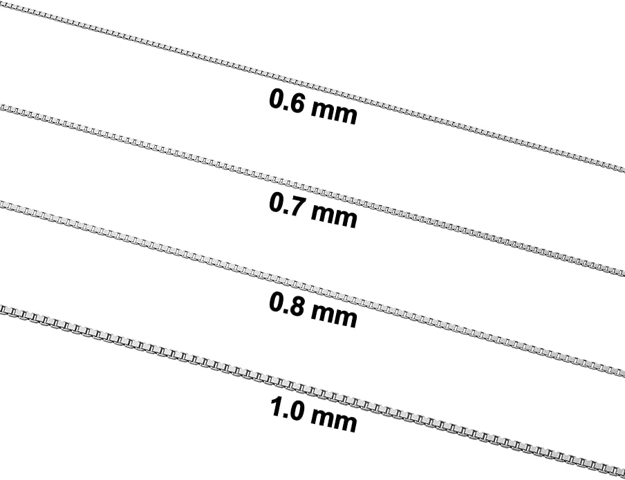 Kooljewelry 14k White Gold Box Chain Pendant Necklace for Women (0.6mm, 0.7mm, 0.8mm or 1mm/ lengths from 13 to 30 inches)