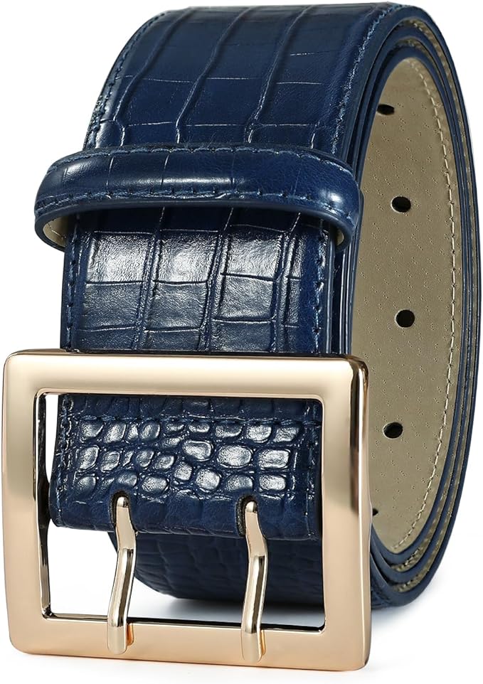 Wide Belts for Women Leather Wide Belts Fashion Thick Black Belt With Gold Buckle Belt for Dresses