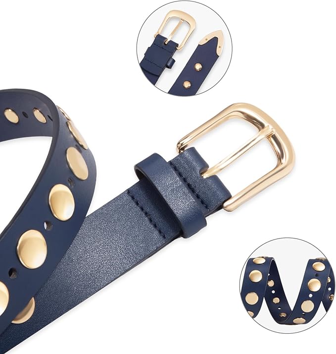 VATAN Women Leather Belt for Jeans Dresses Pants Fashion Ladies Casual Waist Belt with Gold Buckle