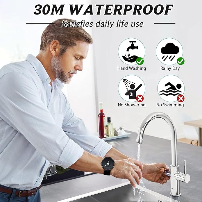 Mens Watches Ultra-Thin Minimalist Waterproof-Fashion Wrist Watch for Men Unisex Dress with Leather Band