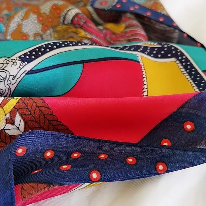 FONYVE Silk Feeling Scarf Medium Square Satin Head Scarf for Women 27.5 × 27.5 inches