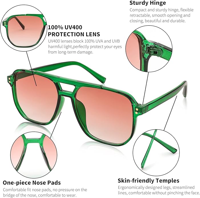 FEISEDY Retro Square Aviator Sunglasses Women Men 70s Vintage Trendy Plastic Frame Sun Glasses B2835