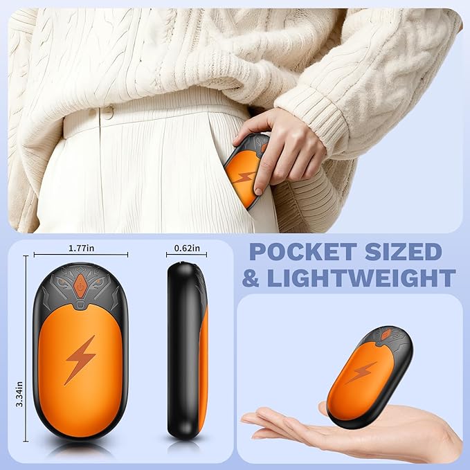 Hand Warmers Rechargeable 2 Pack, Electric Hand Warmer Up to 24Hrs, Wolf-Shape, Portable Reusable HandWarmer, Winter Gifts for Camping, Hunting, Fishing, Christmas