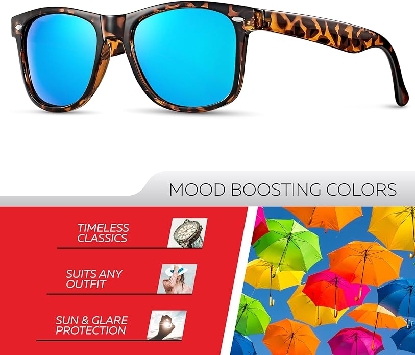 Retro Rewind Polarized Sunglasses for Men and Women - UV Protection Classic Sun Glasses