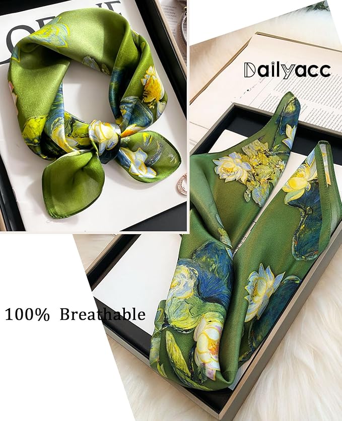 Dailyacc Hair Bandanas Scarf For Women Lightweight Fashion Neck Silk Satin Head Scarves For Sleeping Handbags Scarf