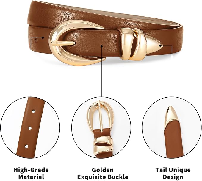 Fashion Waist Belt with Gold Buckle Women's Belts for Jeans Stylish Leather Belts for Women