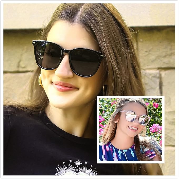 FIMILU 2 Packs Sunglasses for Women Polarized UV400 Protection Lens Big Frame Fashion Glasses Trendy Stylish Shade
