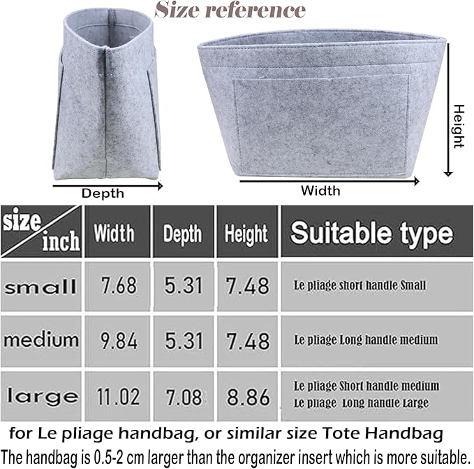 Lckaey bag Organizer Insert for Longchamp Le Pliage Neo Handbags Insert Organizer 1012French grey-M
