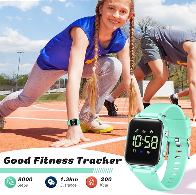 L LAVAREDO Kids Digital Watches for Boys Girls,Waterproof Sport Watch with Pedometer Stopwatch Vibration Alarm for Ages 5-13,No App Fitness Tracker Watch for Kids Teens Birthday Christmas Gifts
