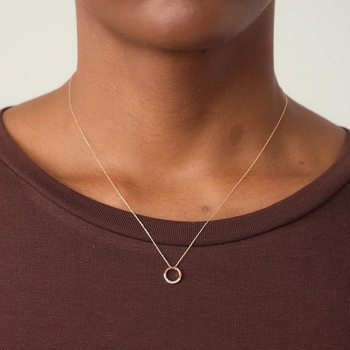 Gelin Diamond Circle Necklace in 14K Solid Gold