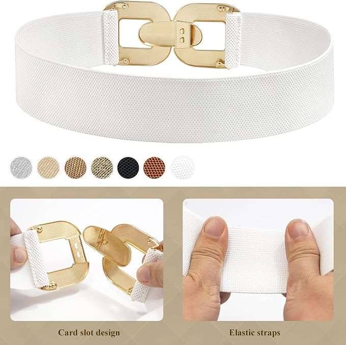Glamorstar Women Wide Stretchy Belts Elastic Waist Belts for Dresses