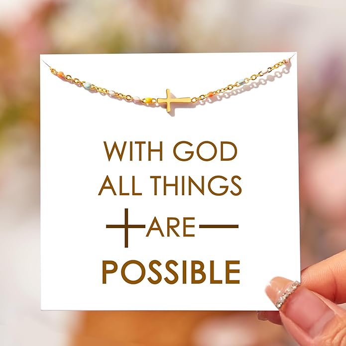 STORYJEWELLERY Christian Gifts for Women, Religious Confirmation and Baptism Gifts, Cross Bracelet for Women, Easter Gift, Encouragement Presents, Christian Jewelry