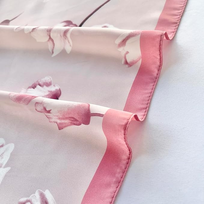 FONYVE Silk Feeling Scarf Medium Square Satin Head Scarf for Women 27.5 × 27.5 inches