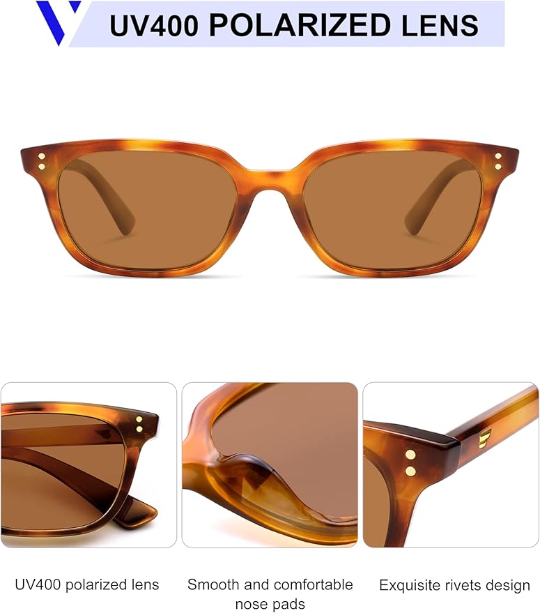 VANLINKER Polarized Trendy Small Slim Skinny Square Cat Eye Sunglasses for Women Men Retro Shades VL9862