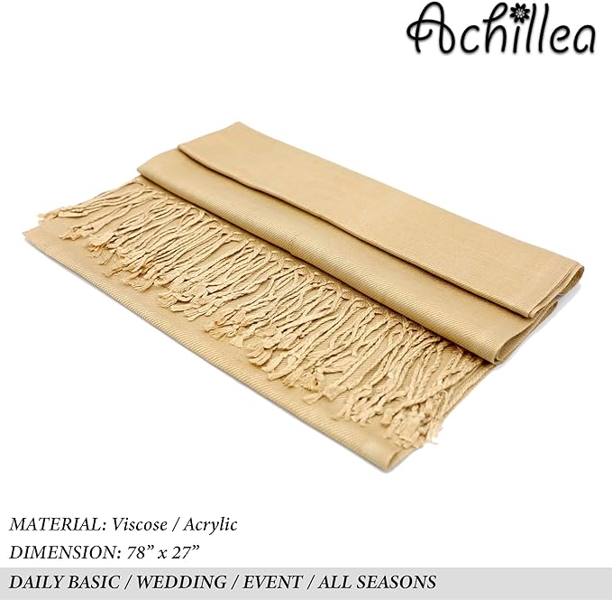 Achillea Soft Silky Pashmina Scarf for Women – Shawl Wrap for Evening Dresses, Bridesmaids, Weddings & Everyday Wear