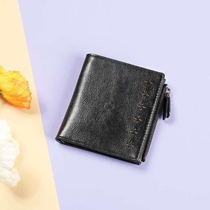 Lavemi Ultra Thin Small Compact Leather Womens Girls Wallets RFID Blocking Credit Card Holder for Women