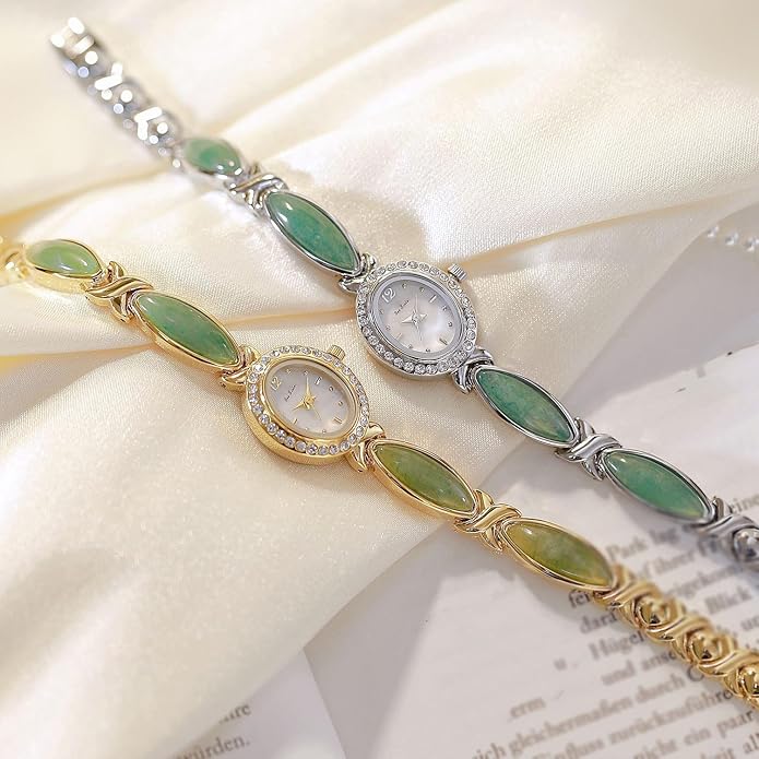 LOREO Elegant Women’s Gold Bracelet Watch Vintage Oval Dial, Waterproof Quartz Movement, Small Face Dress Watch for Ladies
