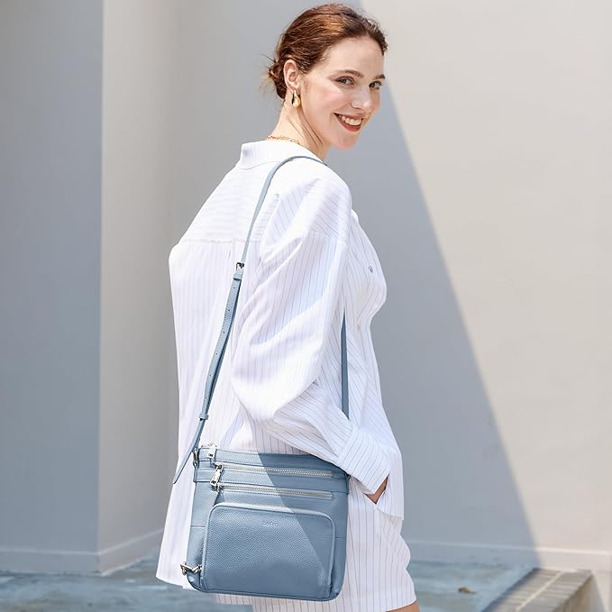 befen Genuine Leather Crossbody Bags for Women, Medium Anti-Theft Shoulder Purse with Built in RFID Wallet for Travel
