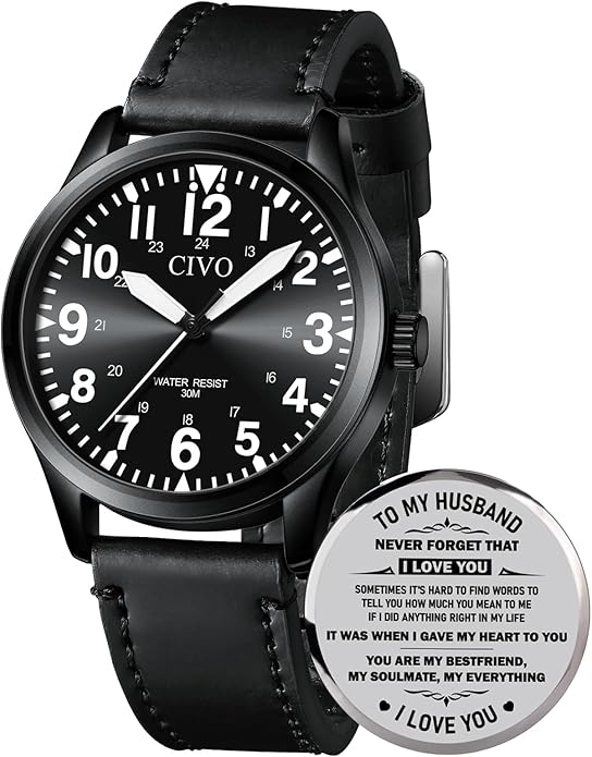 CIVO Analog Wrist Watches for Men: Waterproof Stainless Steel Mens Watches - Silver Watch with Easy Read Dial Men's Watch for Gift