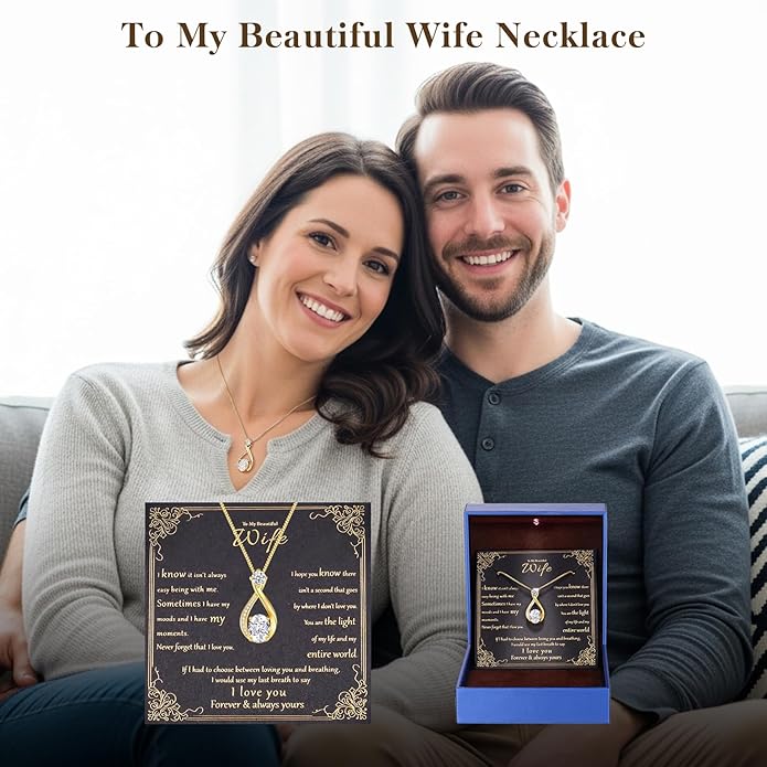 1.5CT Moissanite Infinity Pendant Necklace in Gift Box|Anniversary Wedding Gifts for Women Wife Her|S925 Sterling Silver 18K White Gold/Gold Filled|Jewelry for Birthday Christmas Valentines Day