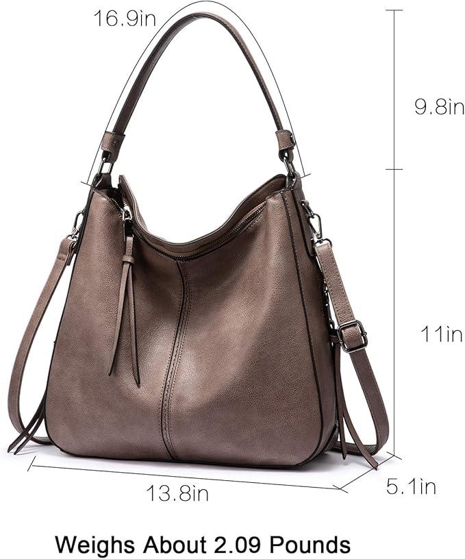 Realer Hobo Crossbody Bags for Women Designer Faux Leather Hobo Handbags Retro Large Size Shoulder Bag Bucket Purse