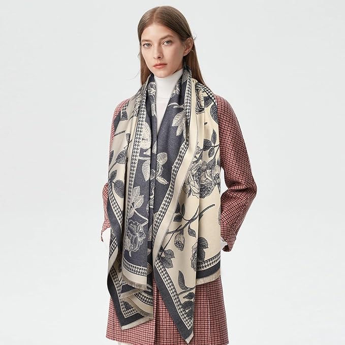 EXTREE Scarfs for Women Pashmina Silky Shawl Wrap for Evening Dressing Blanket Open Front Poncho Cape