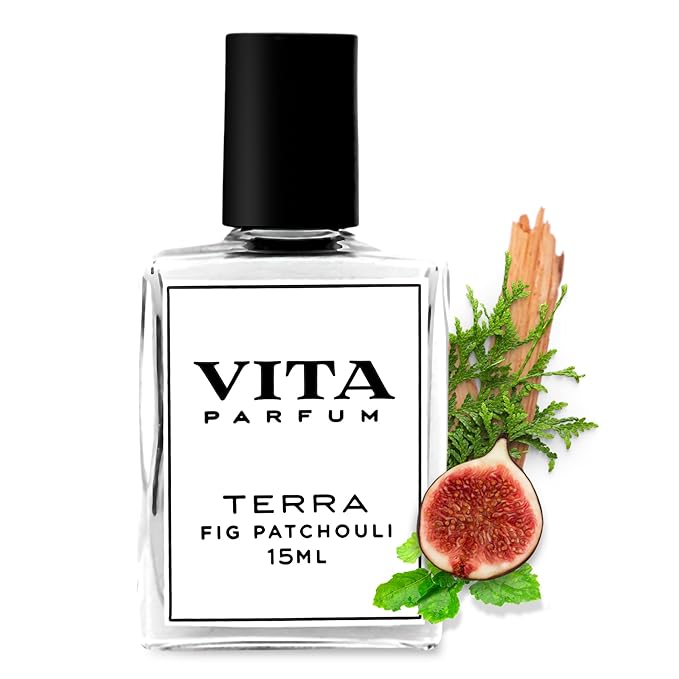 Vita Parfum Fig Patchouli Perfume Oil - Long Lasting, Rich Earthy and Woody Patchouli Scent with Green Moss, Sandalwood and Cedarwood Accents - All Natural Oil Woody Perfume for Women - 15 ml