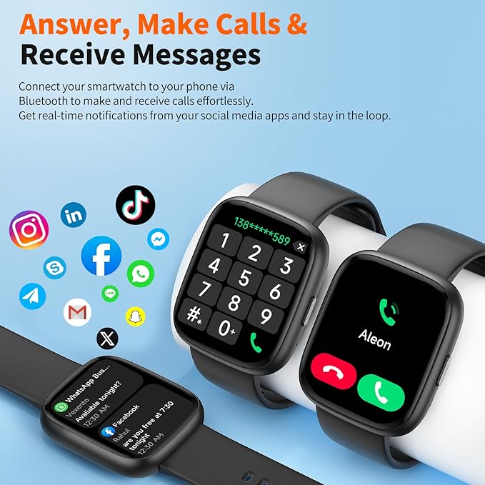 2025 Upgraded Smart Watch Alexa Built-in【1.83" HD Touchscreen】【BT5.3 Call, 100+ Sports Modes & IP68 Waterproof】 Fitness Tracker 24/7 Heart & Sleep Monitor for Android iOS Men Women