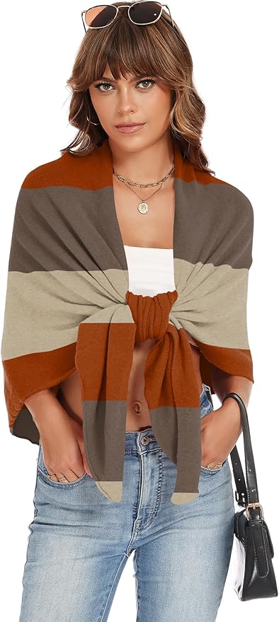 iWoo Women Soft Shawl Wraps kintted Open Front Poncho Sweater for Spring Fall Winter
