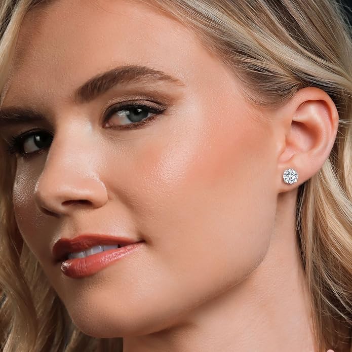 Gem Stone King 0.20 to 6 Cttw 14K Gold Lab Grown Diamond Stud Earrings | Gold Earrings For Women Men | E-F Color | VS1-VS2 Clarity
