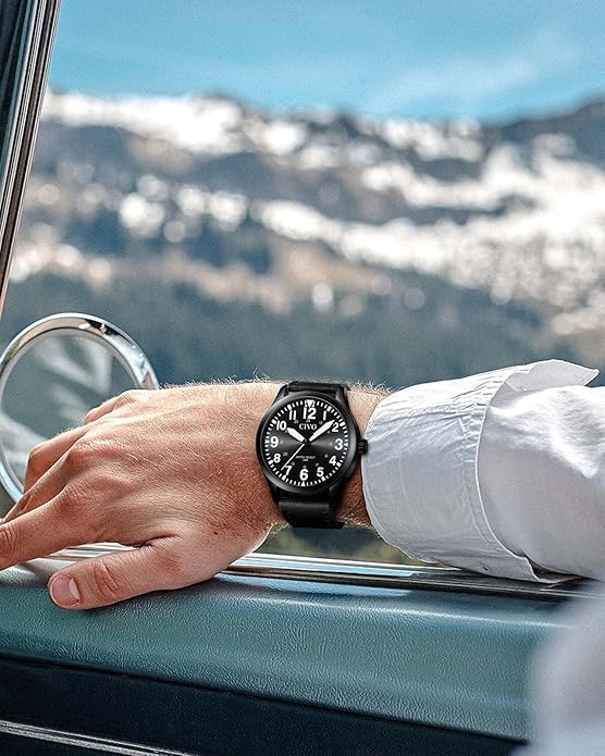 CIVO Analog Wrist Watches for Men: Waterproof Stainless Steel Mens Watches - Silver Watch with Easy Read Dial Men's Watch for Gift