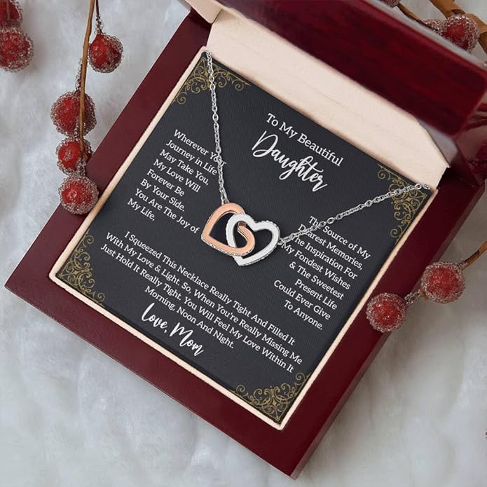 VIRAGIL To My Daughter Gift Necklace From Dad or Mom - Badass Daughter Jewelry With Heartfelt Message & Elegant Box