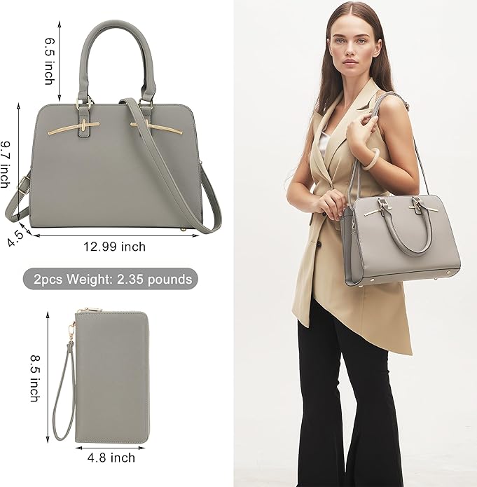 Purses for Women Handbag Wallet Tote Shoulder Hobo Bag Top Handle Satchel Purse Set 2pcs with 3 Compartments