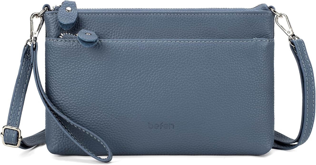 befen Genuine Leather Wristlet Clutch Wallet Purses with RFID Blocking, Small Crossbody Bags Shoulder Handbag for Women