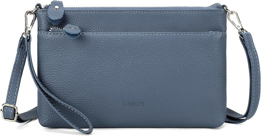 befen Genuine Leather Wristlet Clutch Wallet Purses with RFID Blocking, Small Crossbody Bags Shoulder Handbag for Women