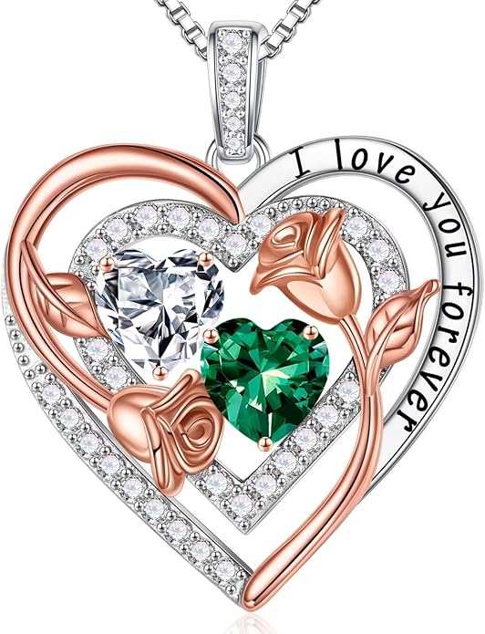 Iefil Mothers Day Gifts for Wife - Sterling Silver Birthstone Necklace Birthday Gifts for Her Wife