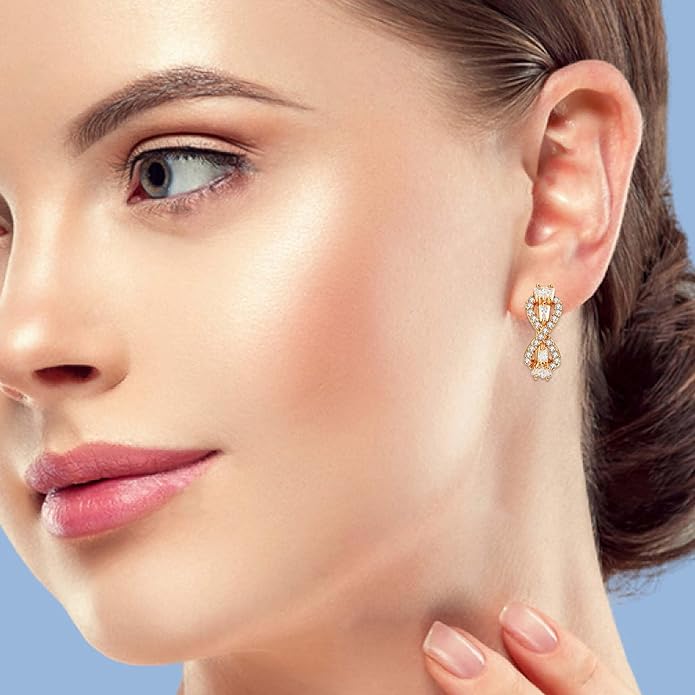 14K Gold Plated Cubic Zirconia Hoop Earrings,Three Row Diamon | Arrows | Double Row of Diamonds Huggie Earrings for Women