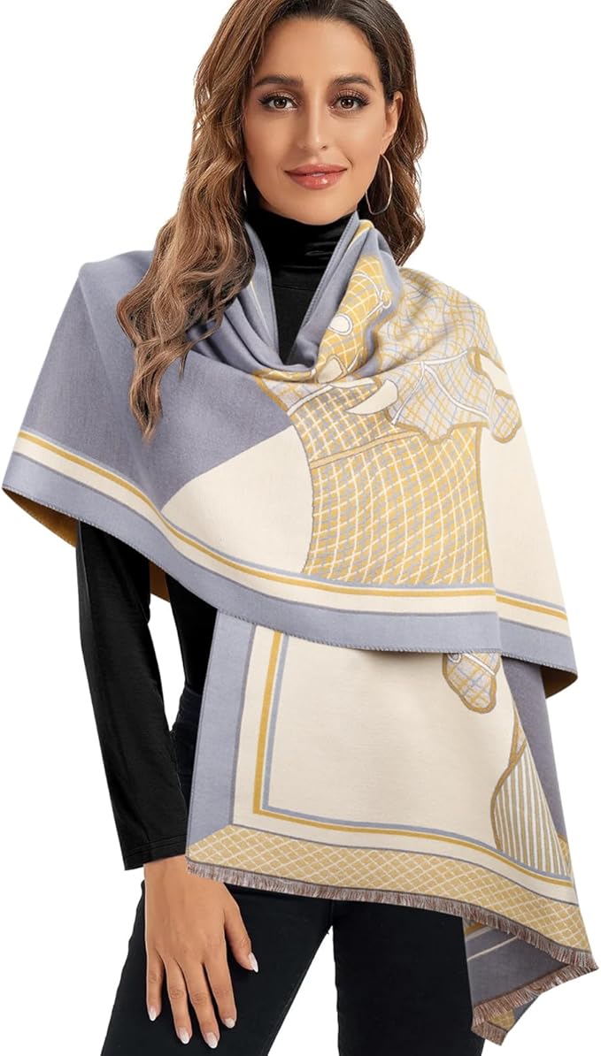 EXTREE Scarfs for Women Pashmina Silky Shawl Wrap for Evening Dressing Blanket Open Front Poncho Cape