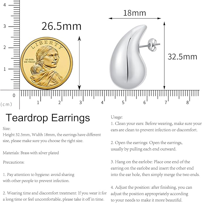 Apsvo Chunky 14K Gold Plated Hoop Earrings for Women, Lightweight Waterdrop Hollow Open Hoops, Hypoallergenic Dupes Earrings