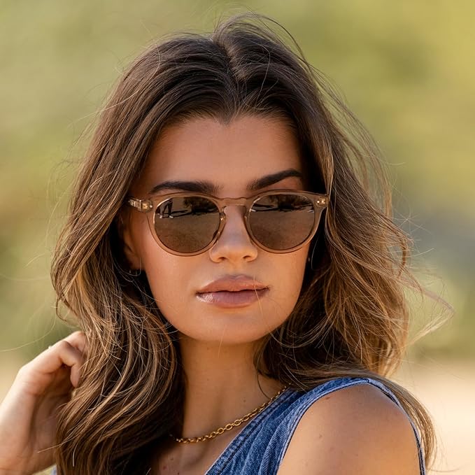WearMe Pro Round Polarized Sunglasses for Women - Retro Classic UV400 Protection for Driving & Everyday Wear