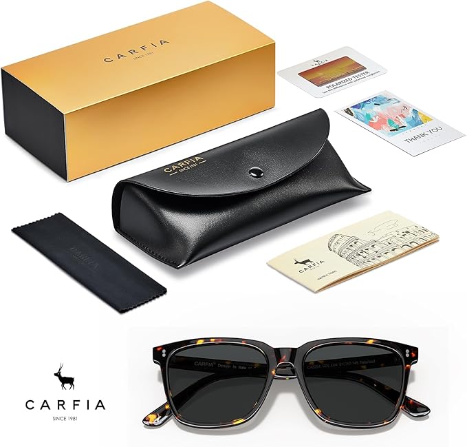 CARFIA Polarized Sunglasses for Women: Acetate, Small/Medium Size, UV400 Anti Glare CA5354