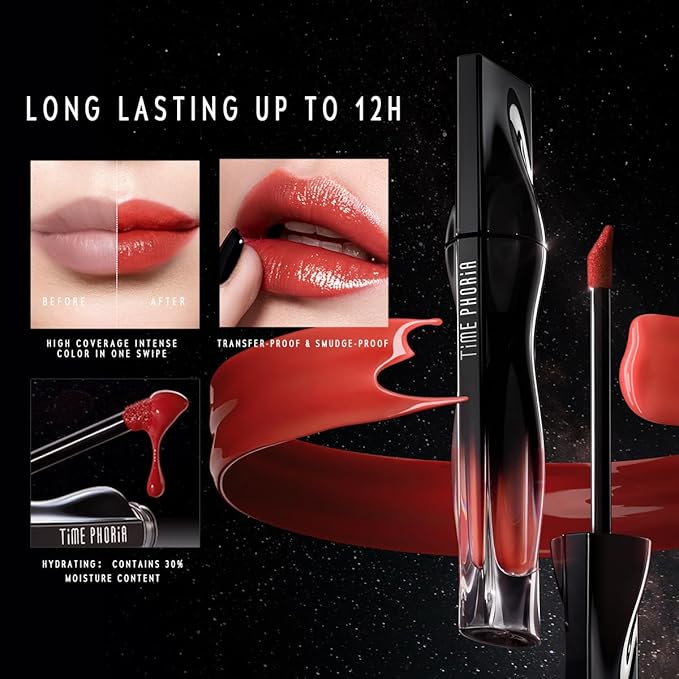 Stellar Dust Lip Stain 16 Ares, Waterproof Transfer-Proof Lip Gloss, Classic Red Tinted Glossy Finish, High-Pigment Vibrant Color, Hydrating Lightweight Long-Lasting Lip Makeup for Women