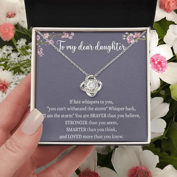 VIRAGIL To My Daughter Gift Necklace From Dad or Mom - Badass Daughter Jewelry With Heartfelt Message & Elegant Box