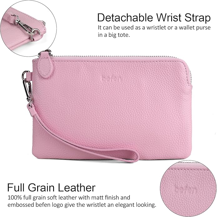 befen Genuine Leather Wristlet Clutch RFID Blocking Bag Cell Phone Wallet Purse Wristlet Wallet Purses and Handbags for Women