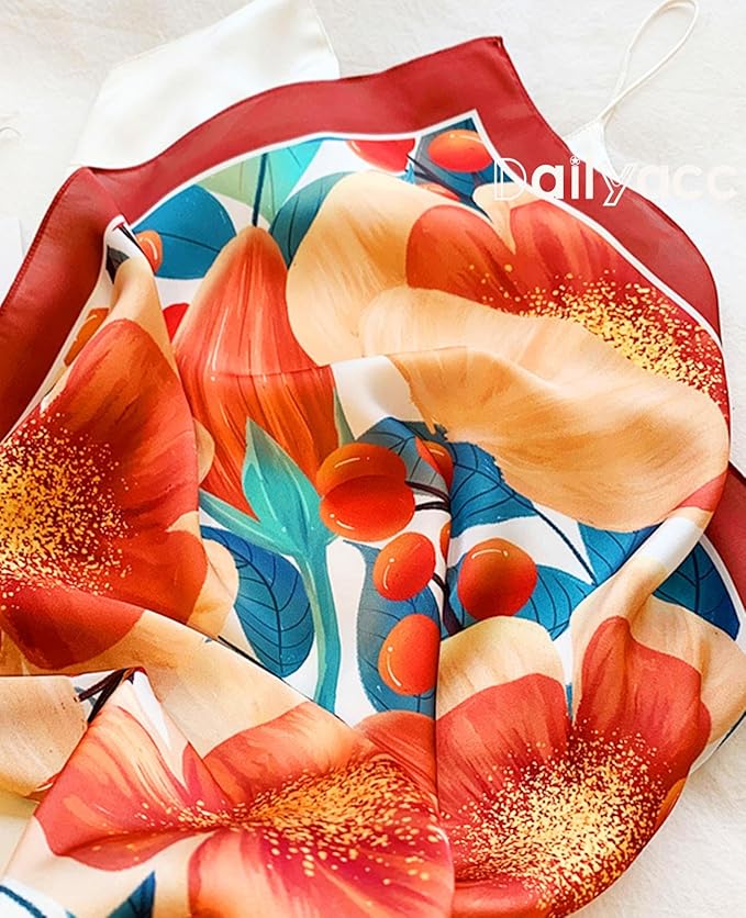 Dailyacc Hair Bandanas Scarf For Women Lightweight Fashion Neck Silk Satin Head Scarves For Sleeping Handbags Scarf